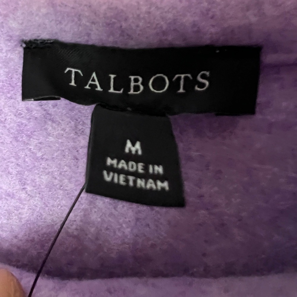 Talbots Women Swesater Lavender Purple Fleece Mock Neck Button Detail Pullover M - Picture 5 of 12